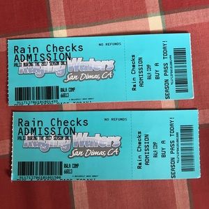 2 Raging waters (San Dimas,CA) tickets!