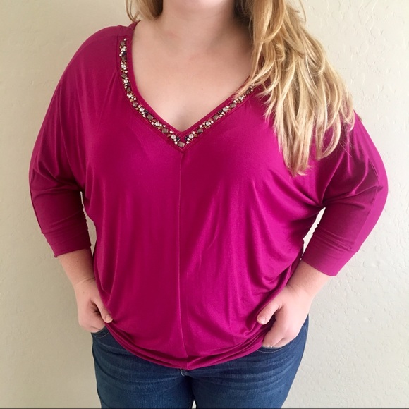 Lane Bryant Tops - PLUS SIZE 2X LANE BRYANT GEM JEWLED TOP BLOUSE
