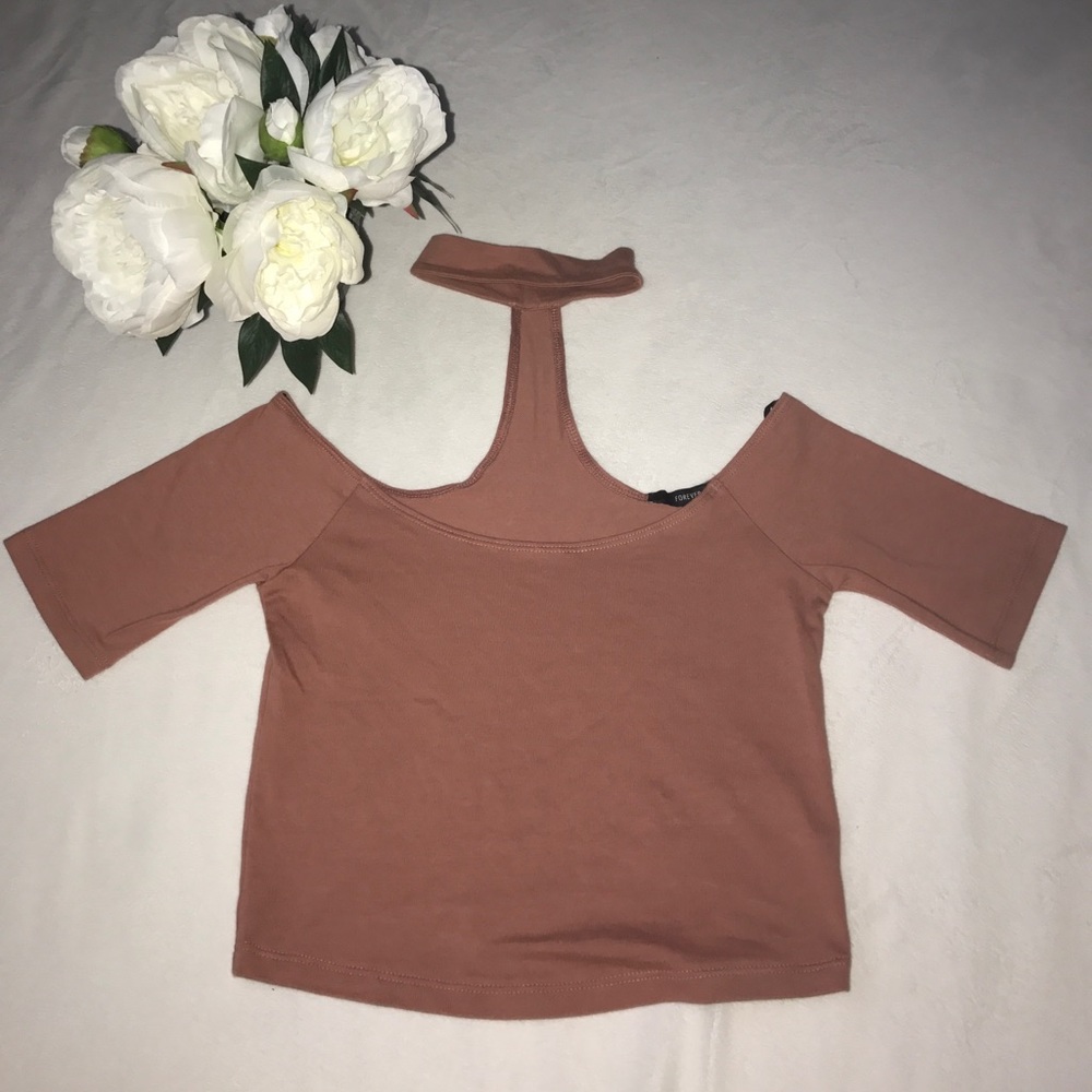 F21 Off the Shoulder Crop Top with Choker