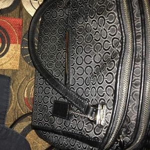 Authentic Coach Signature Black Canvas Leather