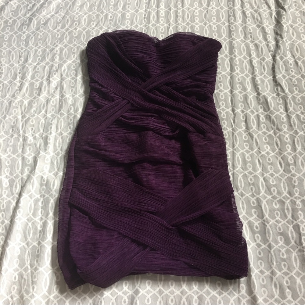 Plum Strapless Homecoming Dress