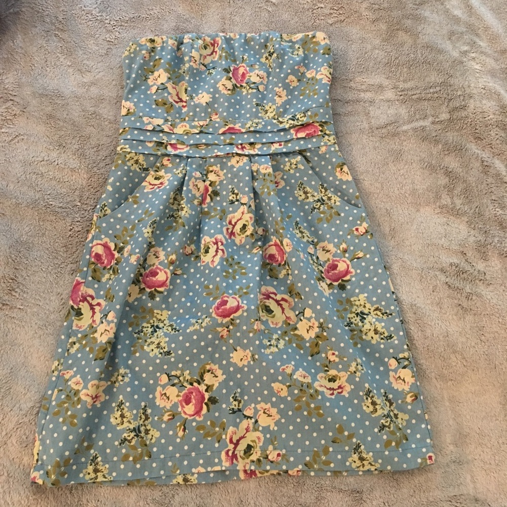 Strapless floral dress
