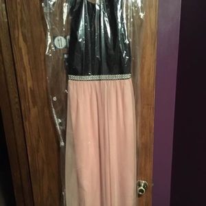 Black and pink prom dress