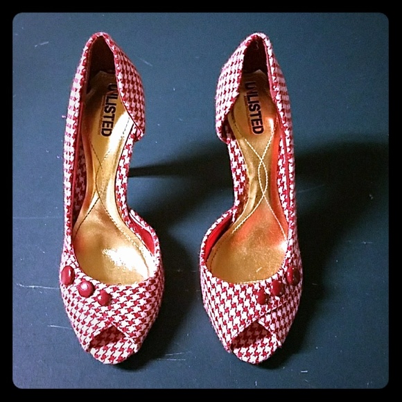Unlisted by Kenneth Cole Shoes - Red and white check pattern high heel shoes