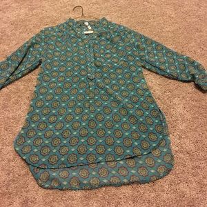 Teal patterned blouse