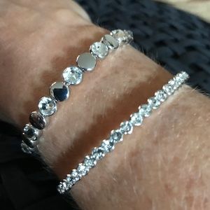 Swarovski crystal cuff silver tone bracelets. New!
