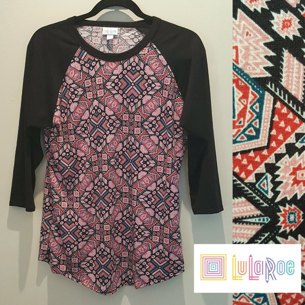 LuLaRoe Randy pinks/teal/black M EUC