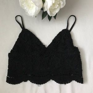 LF Lace V Neck Crop Top