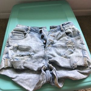 High Waisted Ripped Jean Shorts