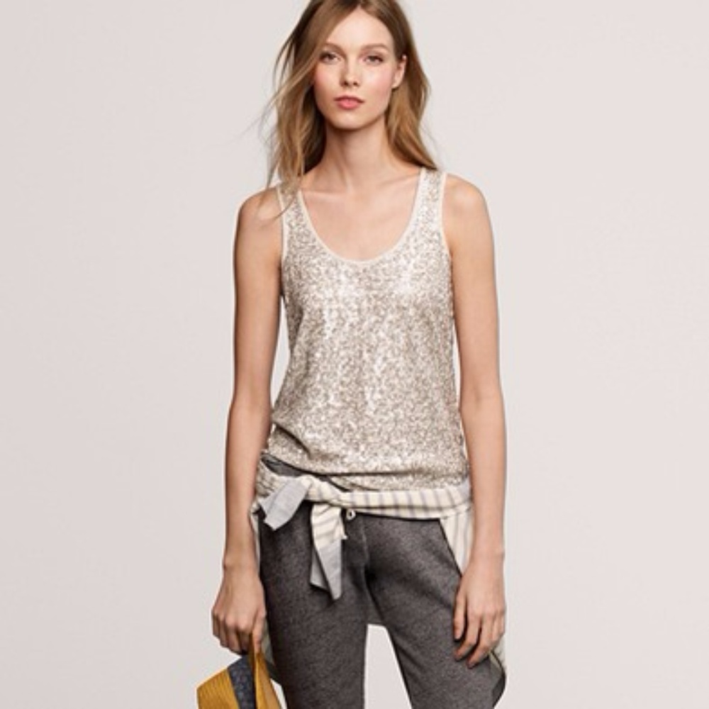 J crew drapery sequin tank