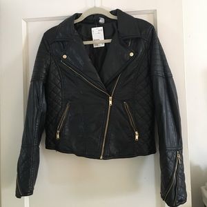 H&M Vegan Leather Jacket with gold hardware