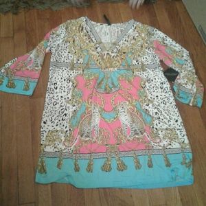 Print dress with tags