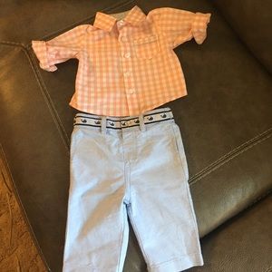 White with Pink Roses Edgehill Baby Girl 2 Piece Shorts Outfit 0//3M