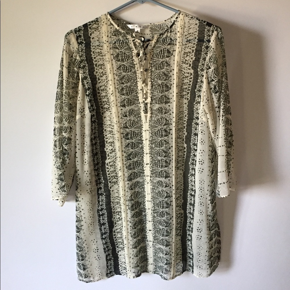 CAbi Chiffon Black and Cream Tunic - Picture 1 of 8