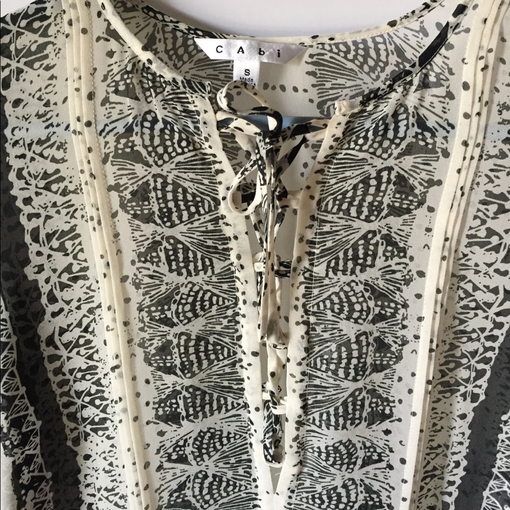 CAbi Chiffon Black and Cream Tunic - Picture 2 of 8
