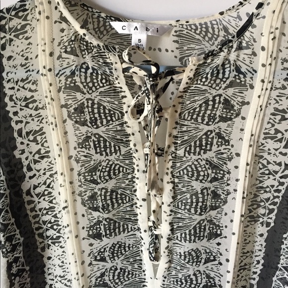 CAbi Chiffon Black and Cream Tunic - Picture 2 of 8