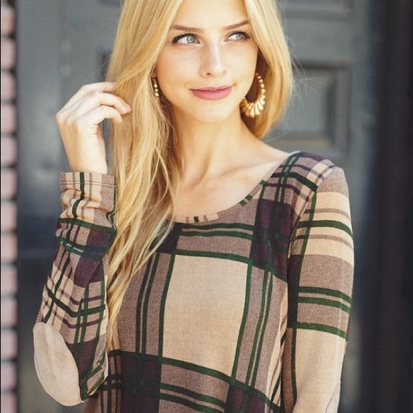 PRICE FIRM - Plaid Knit Swing Dress - Picture 4 of 4