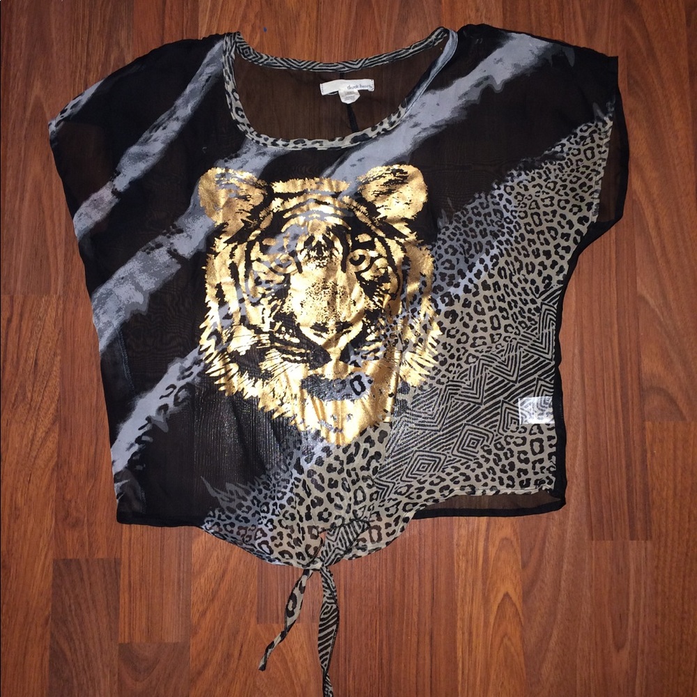 Gold and black tiger top