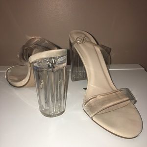 Clear Strappy Chunky Heels