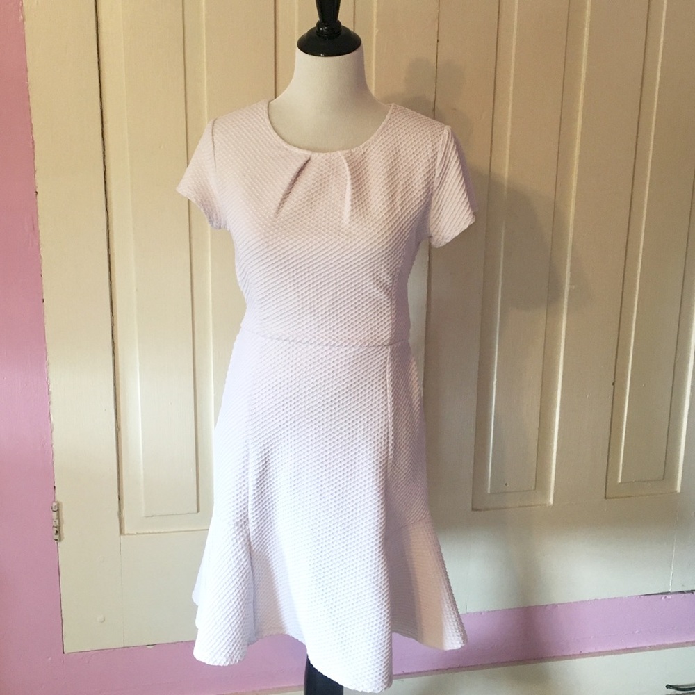 White Textured Flounce Dress