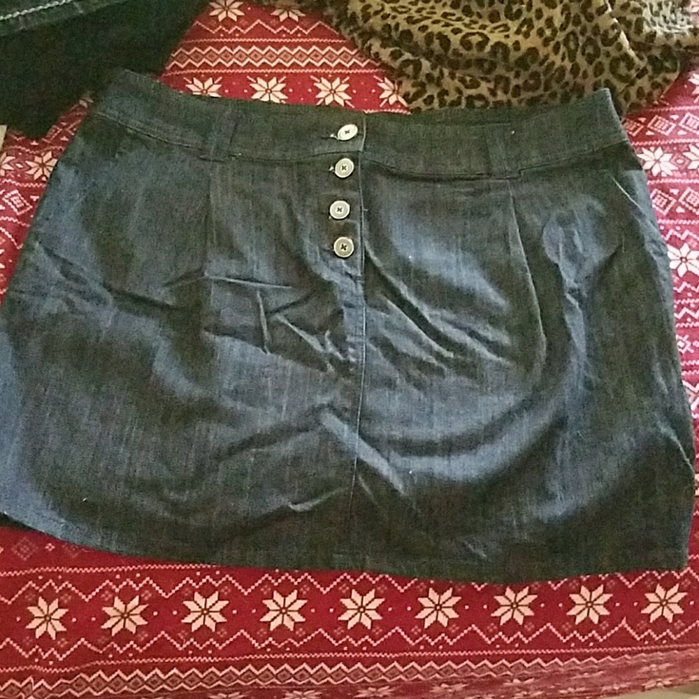 NY&CO Denim Front Button Mini Skirt