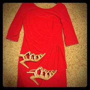 Red faux wrap dress
