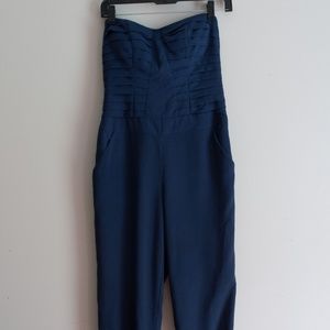 BEBE Strapless Blue Jumpsuit Size 2