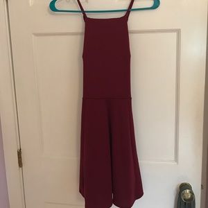 High neck skater dress open cross back