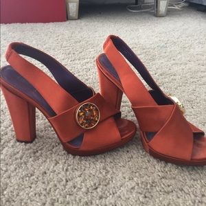 Anthropologie satin heels size 8