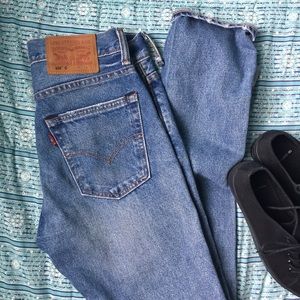 Levi's 505 distressed mom jeans