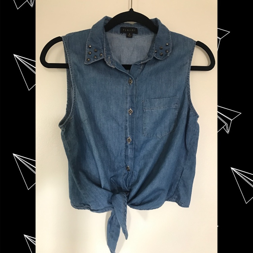 Front-tie || Denim blouse