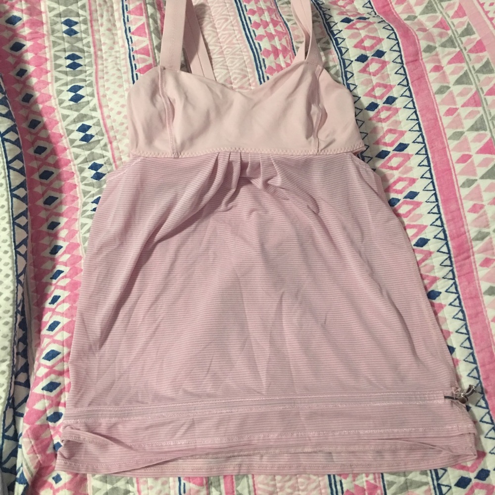 Pink lulu tank with stripes size 4