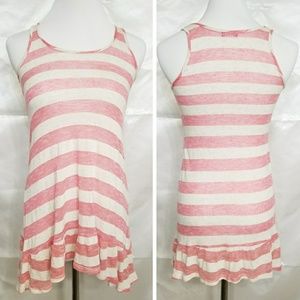 Ella Moss Ruffle stripes Pink tank tops