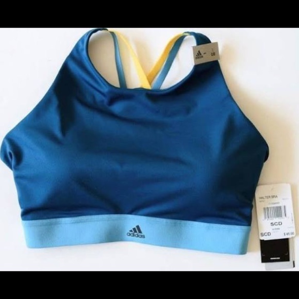Brand New Adidas Halter Sports Bra in Blue