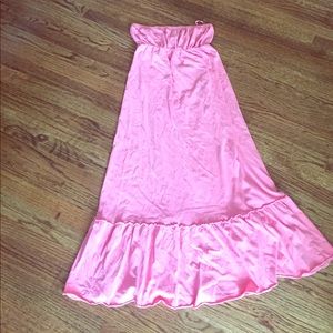 NWT pink strapless ruffle hem dress