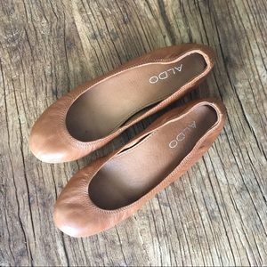 Leather Light Brown Flats