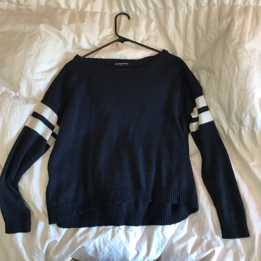 Brandy Melville Navy Blue & White Striped Sweater