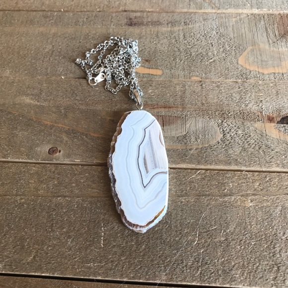 handmade Jewelry - Handmade Natural White Agate Stone Necklace