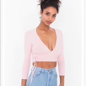 AMERICAN APPAREL JULLIARD WRAP TOP - PINK