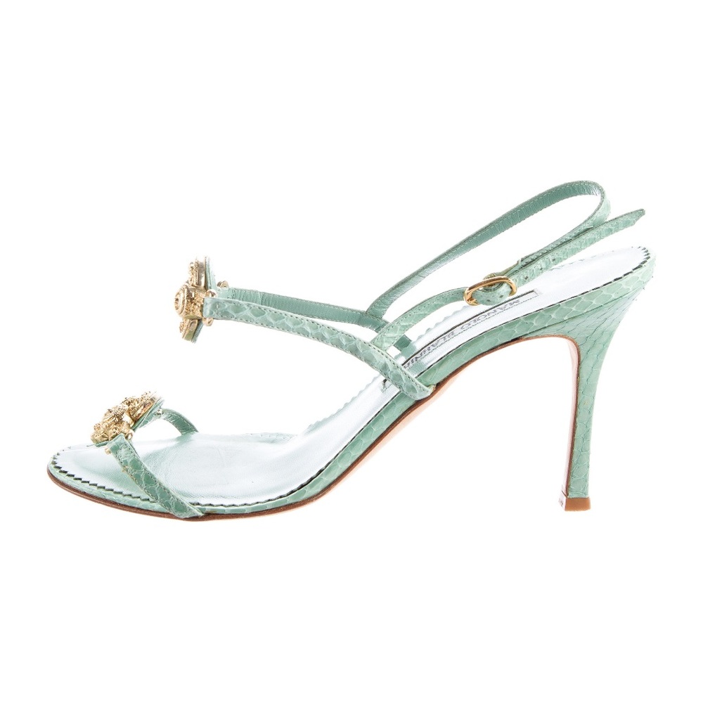Manolo Blahnik Embellished Snakeskin Sandals