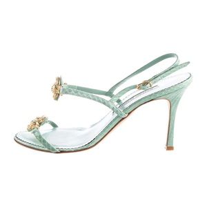 Manolo Blahnik Embellished Snakeskin Sandals