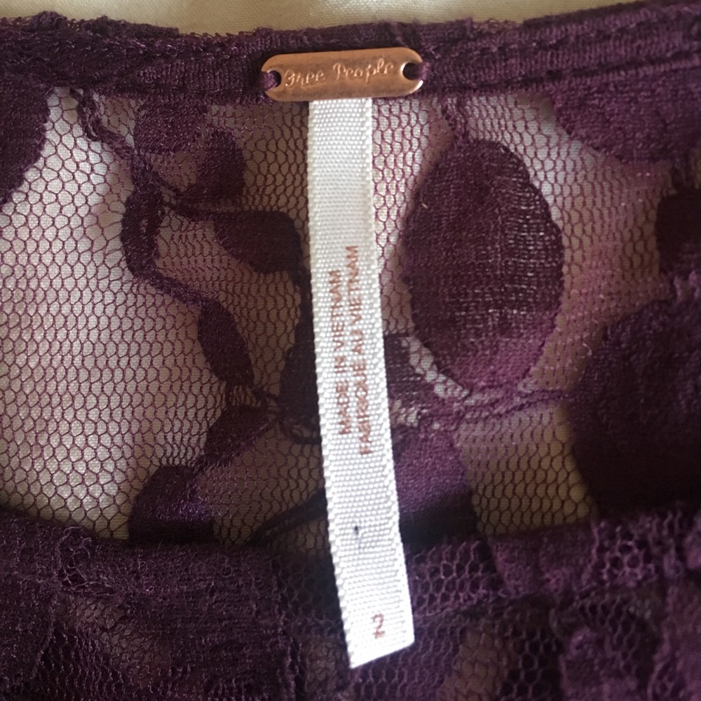 Purple/Maroon lace long sleeve Free People dress