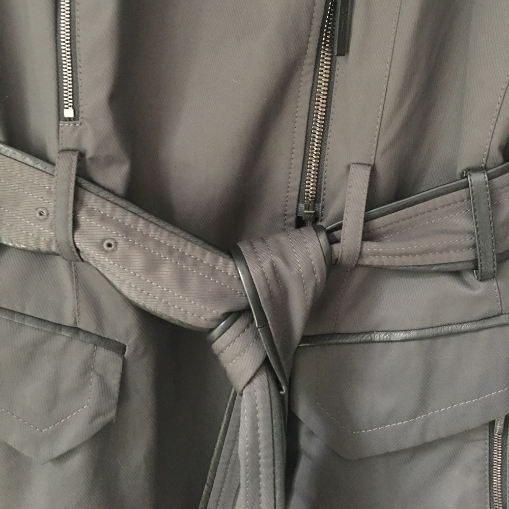 Cole Haan Gray Moto Trench Coat - Picture 6 of 8