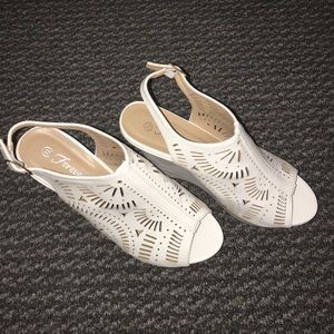 White Toeless Heels