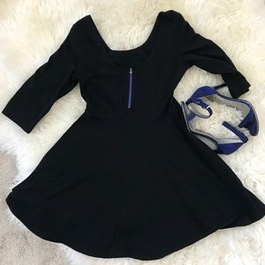Express Cotton Dress Blue Zipper Accent