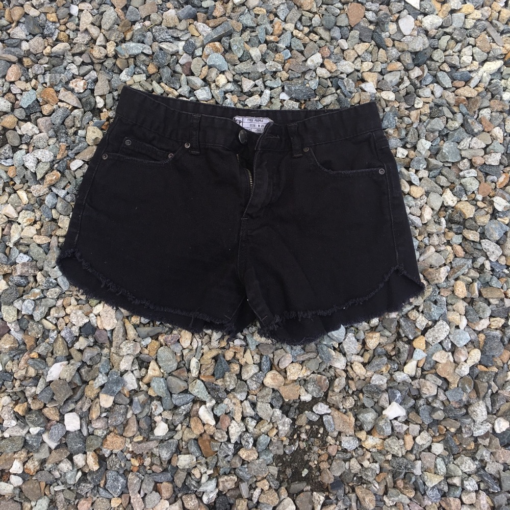 Black denim Free People shorts