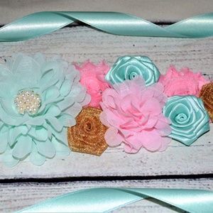 Pink /Aqua/Gold Maternity Sash