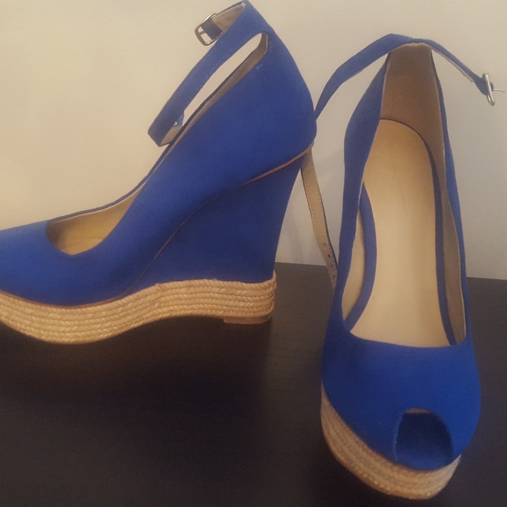 Zara blue wedges