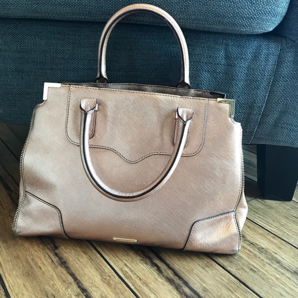 Rose gold saffiano leather Rebecca Minkoff