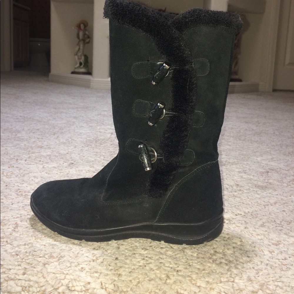 Lightly worn black boots